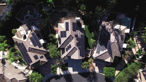 Birdseye aerial pull out over the Calabasas neighborhood in California America photo