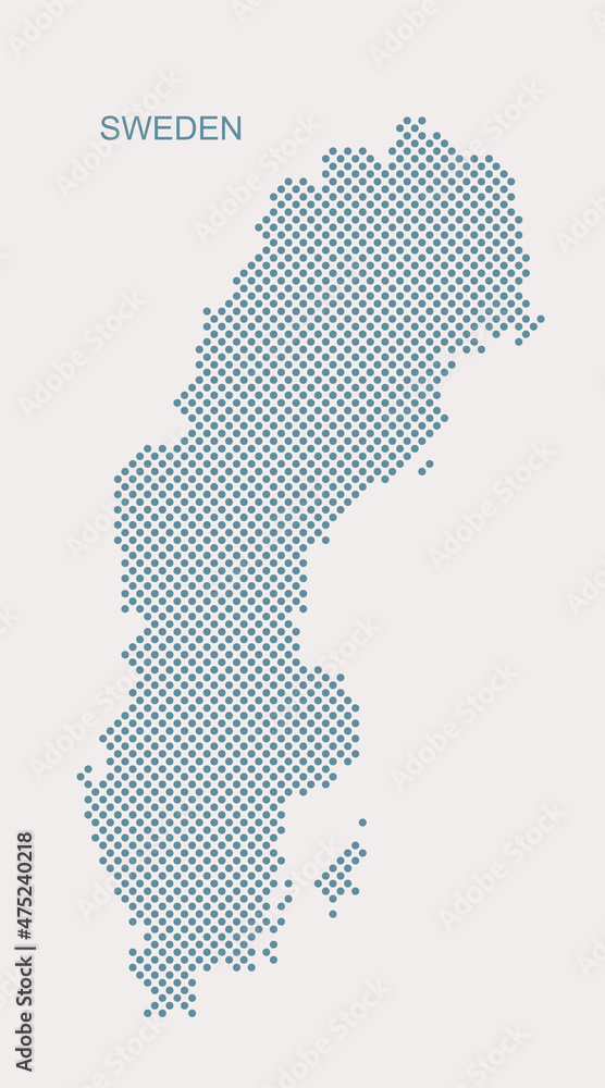 Vector map Sweden from dots, digital template