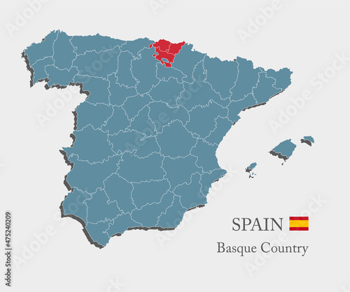 Vector map country Spain, spanish region Basque photo