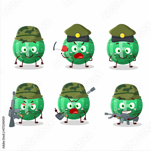 A charming soldier green gummy candy F cartoon picture bring a gun machine