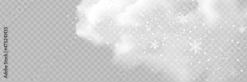 Snow and wind on a transparent background. White gradient decorative element.vector illustration. winter and snow with fog. wind and fog.