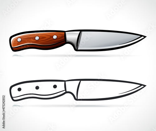 knife illustration color and black