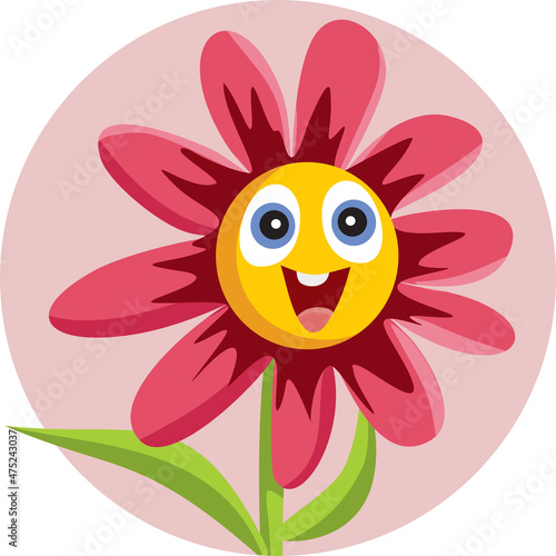 Cute Flower Mascot Vector Cartoon Illustration