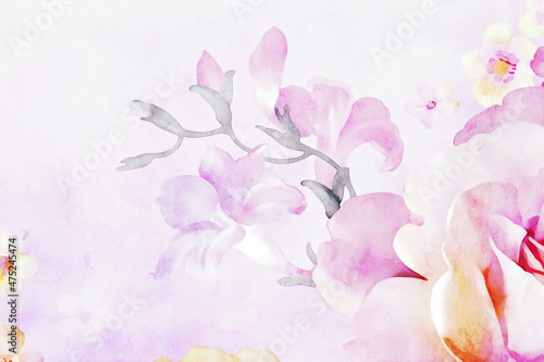 Beautiful watercolor rose flower and bouquet illustration © yang