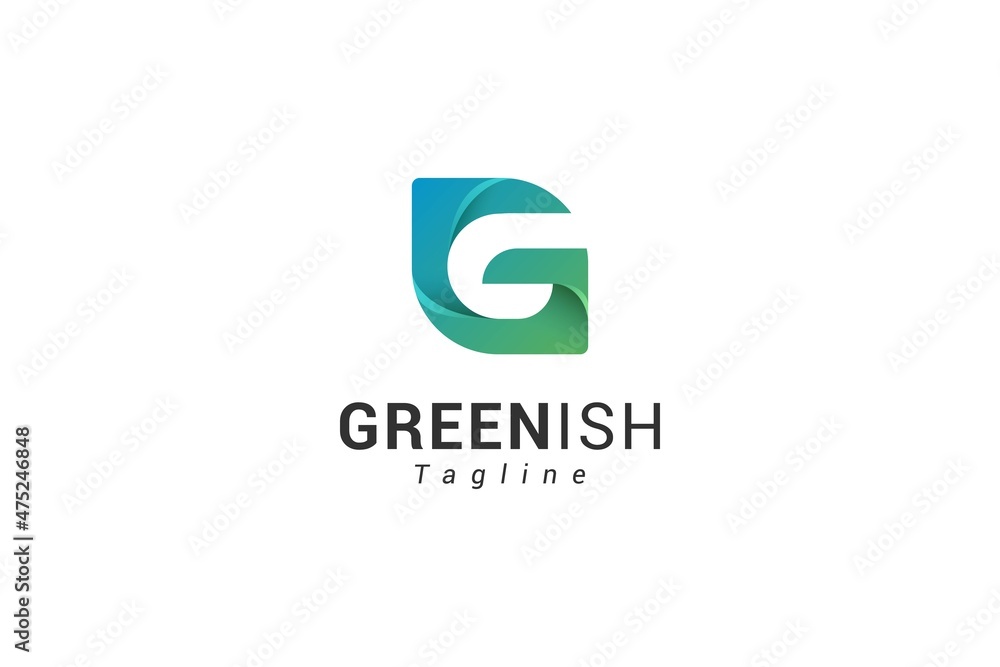 Letter G creative 3d technological natural greenish logo