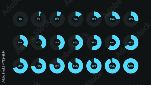 Circle pie chart percentage diagrams infographic collection set vector template design background