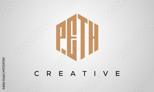 creative polygon PETH letters logo design, vector template photo