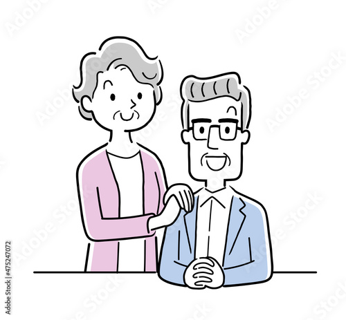 ベクターイラスト素材：仲の良いシニア夫婦
