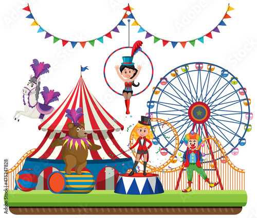 Circus theme park on isolated background
