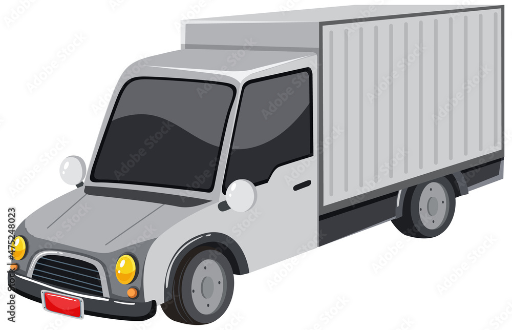 Grey delivery truck with shipping container Grey delivery truck with shipping container