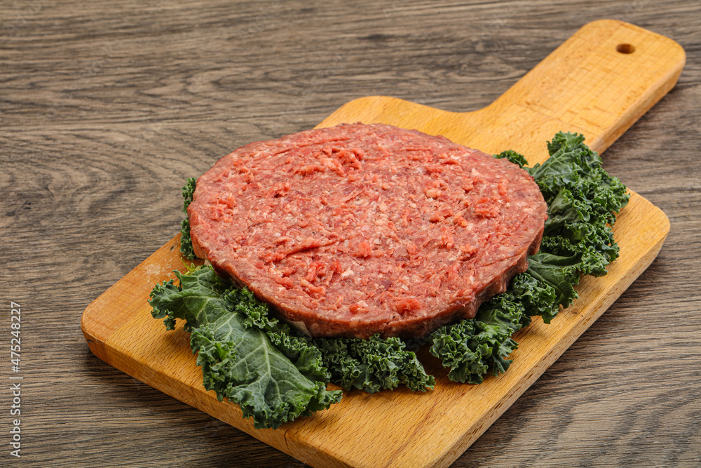 Raw beef burger cutlet for burger Raw beef burger cutlet for burger