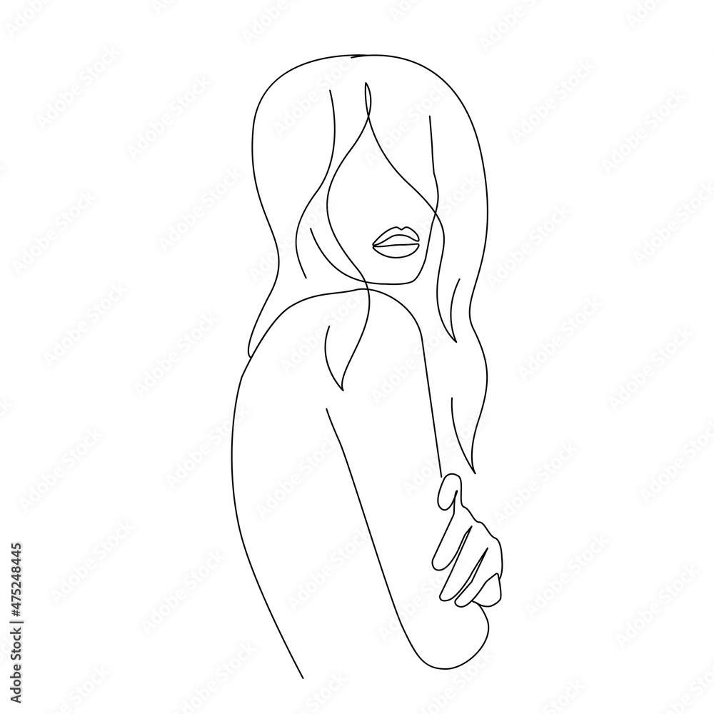 Woman Line Art Drawing. Abstract Female Head One Line Drawing for Wall Art, Fashion Prints, Posters. Art Sketch Print, Black And White Single Line Art, Feminine Poster. Vector EPS 10 Woman Line Art Drawing. Abstract Female Head One Line Drawing for Wall Art, Fashion Prints, Posters. Art Sketch Print, Black And White Single Line Art, Feminine Poster. Vector EPS 10
