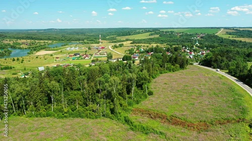 Top view of the countryside and village