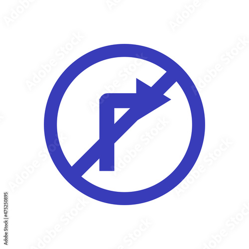 Road sign very peri right turn prohibited vector icons