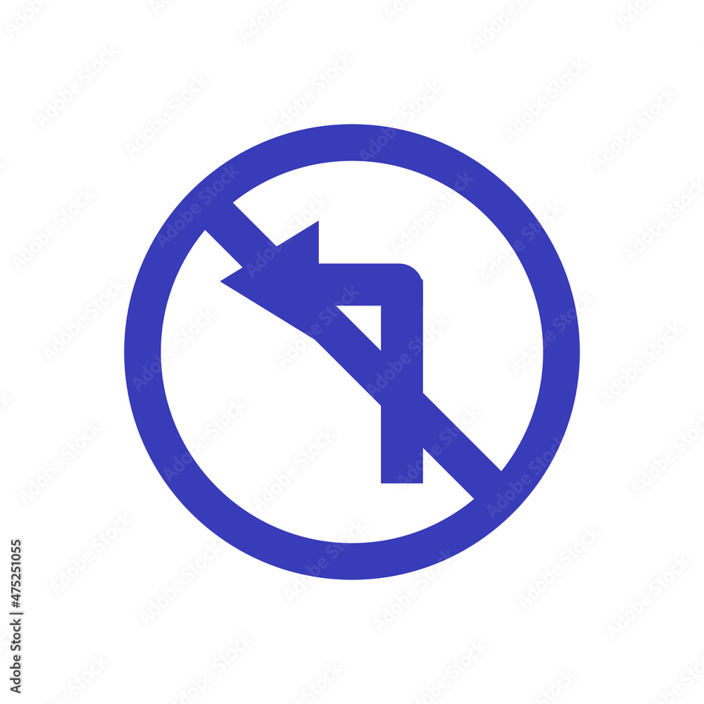Road sign very peri turn left prohibited vector icon Road sign very peri turn left prohibited vector icon