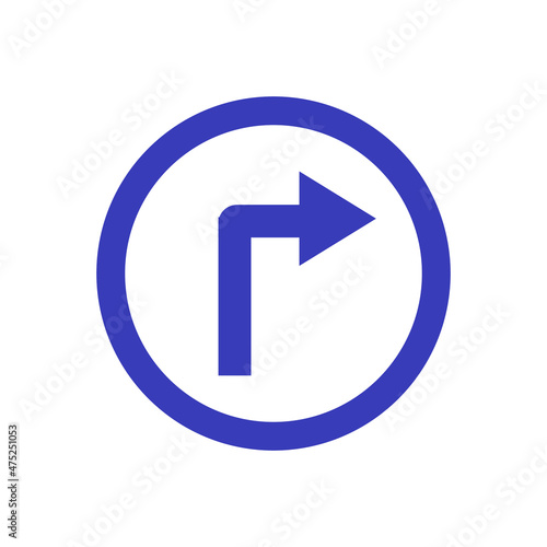 Road sign very peri turn right vector icon