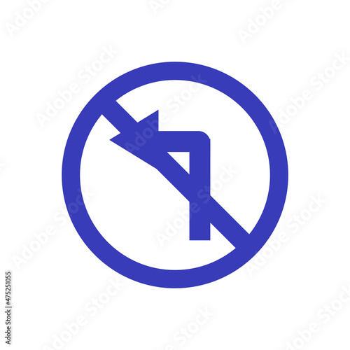 Road sign very peri turn left prohibited vector icon