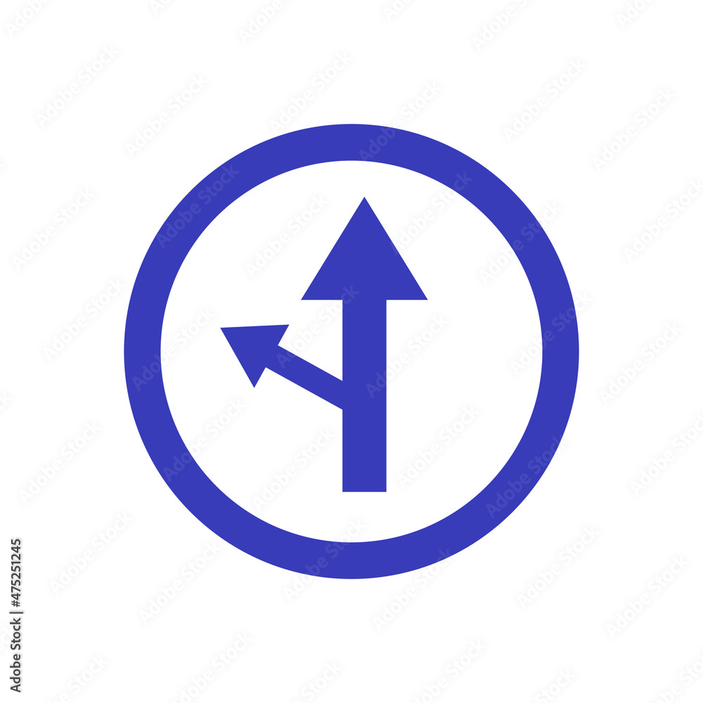Road sign very peri straight and left vector icons Road sign very peri straight and left vector icons