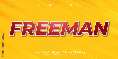 Editable text effect Freeman text 3d style concept