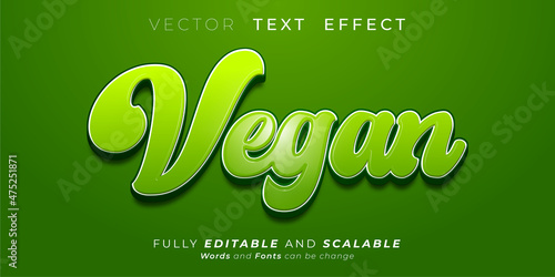 Editable text effect Vegan text style concept