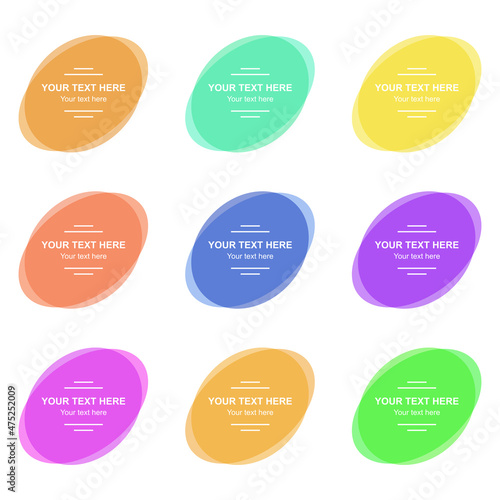 Set of vector colorful banners. Abstract vector shapes for design. Blue, yellow, purple nad green banners with sample text.