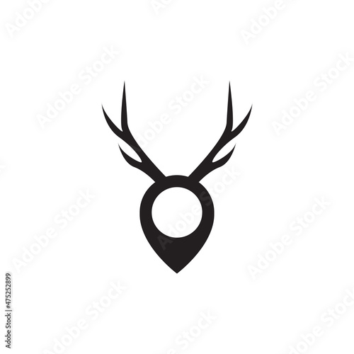 Foto horn deer with pin map location logo design vector graphic symbol icon sign illu