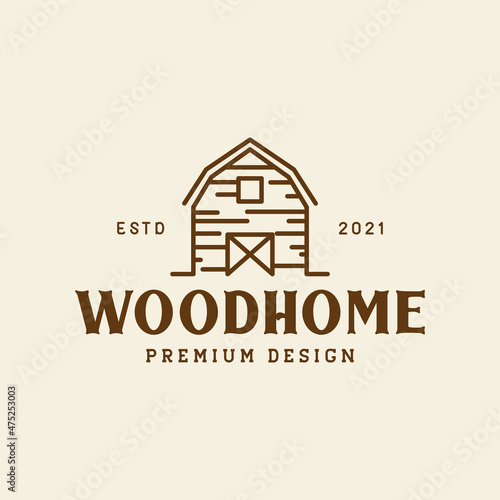 shed wood home vintage logo design vector graphic symbol icon sign illustration creative idea