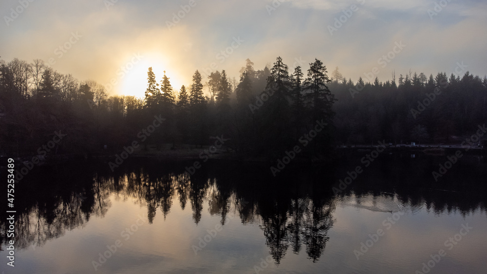 morning sun on a lake