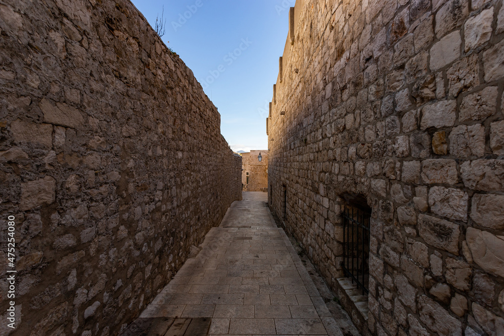 Old walls of down town of Dubrovnik, Croatia