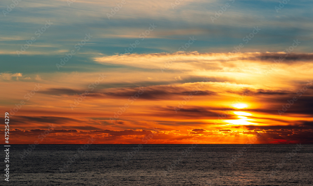 Fototapeta premium Cloudscape over the sea, sunset shot. Dubrovnik. Croatia.