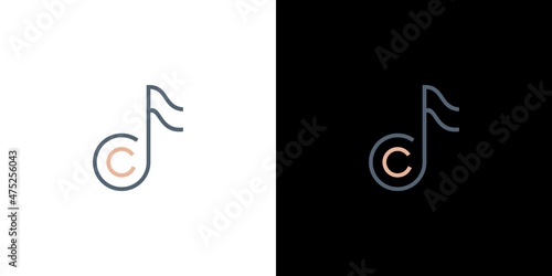 Modern and elegant C initials music logo design 4