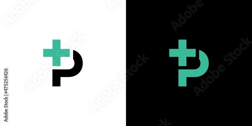 Simple and modern letter P combination health logo design.