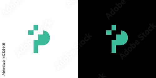Simple and modern letter P combination health logo design