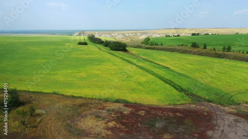 Aerial view of agricultural fields in Belogorye, Voronezh region