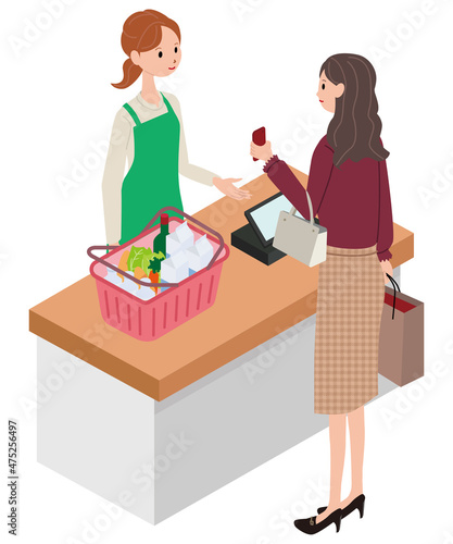 アイソメ　スーパー　コンビニ　スマート決済　レジ
