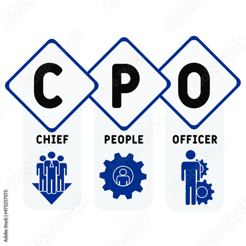 CPO - Chief People Officer acronym. business concept background.  vector illustration concept with keywords and icons. lettering illustration with icons for web banner, flyer, landing