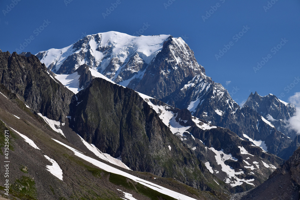 Le Mont Blanc (alt 4808 m), vu depuis le Col de la Seigne