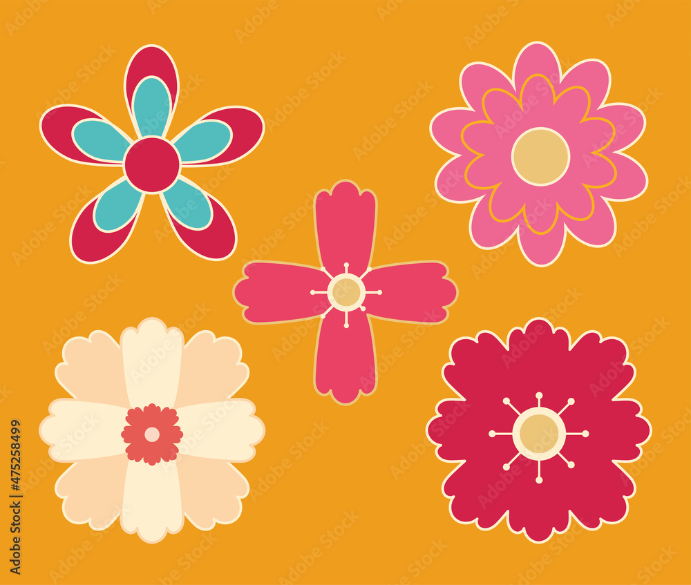 Obraz premium colorful flowers icon set