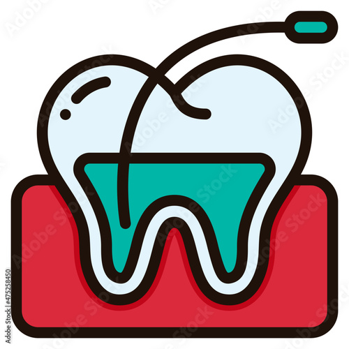 root canal filled outline icon