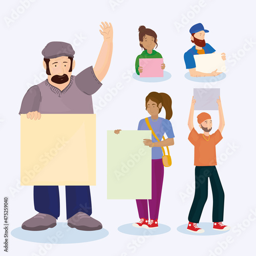 people holding signboards