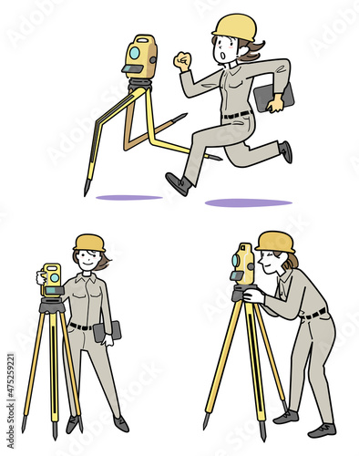 測量する女性3点セット