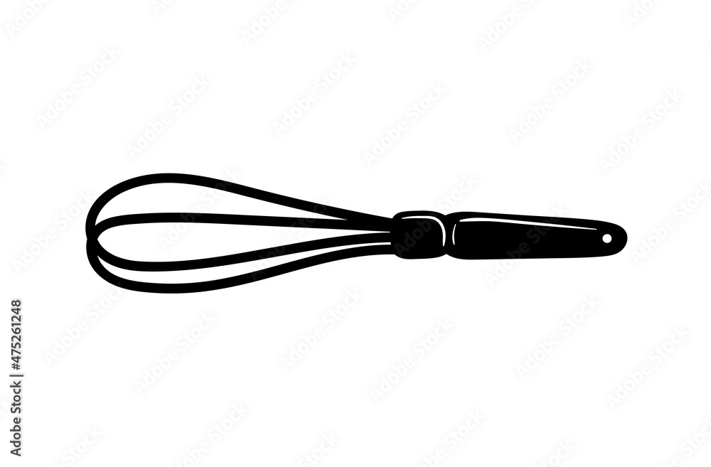 Obraz premium whisk for whipping hand-drawn in doodle style. simple linear illustration