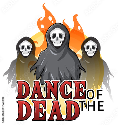 Scary ghost with word dance of the dead for halloween