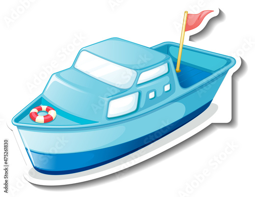 Boat toy cartoon sticker on white background