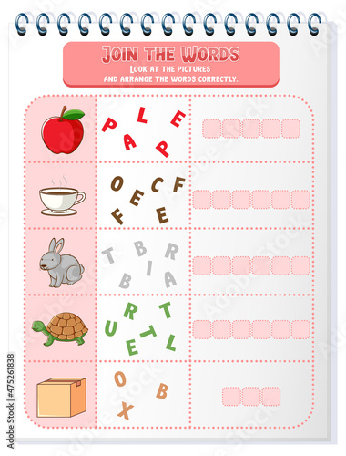 Spelling word game worksheet template