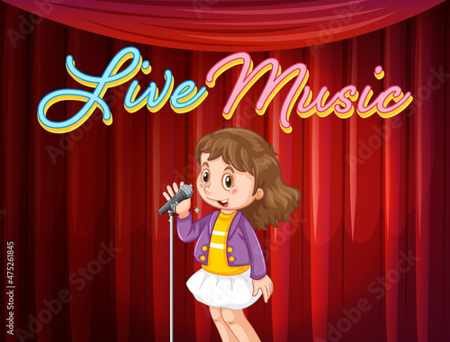 Little girl performing singing on stage