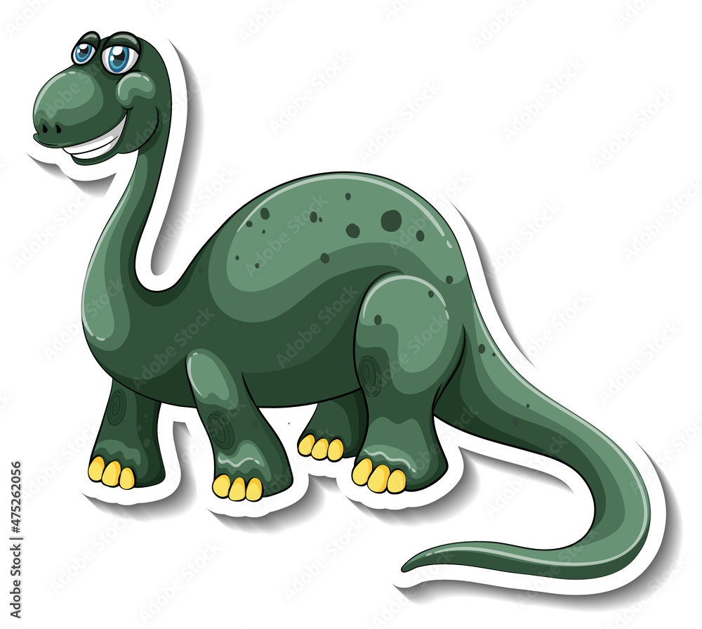Naklejka premium Brachiosaurus dinosaur cartoon character sticker