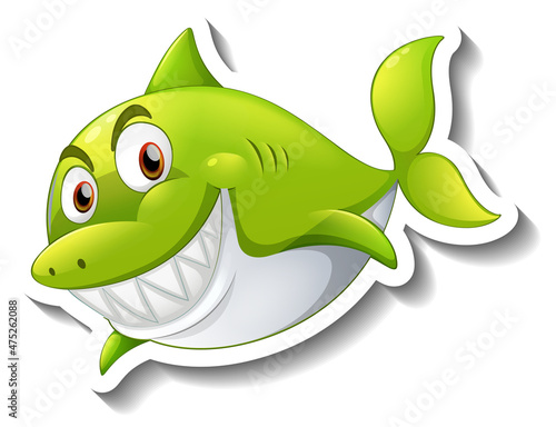 Smiling shark cartoon sticker