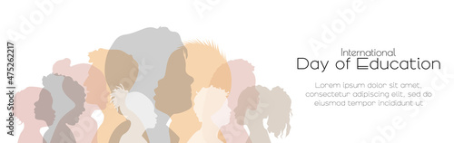International Day of Education banner. Card with place for text.