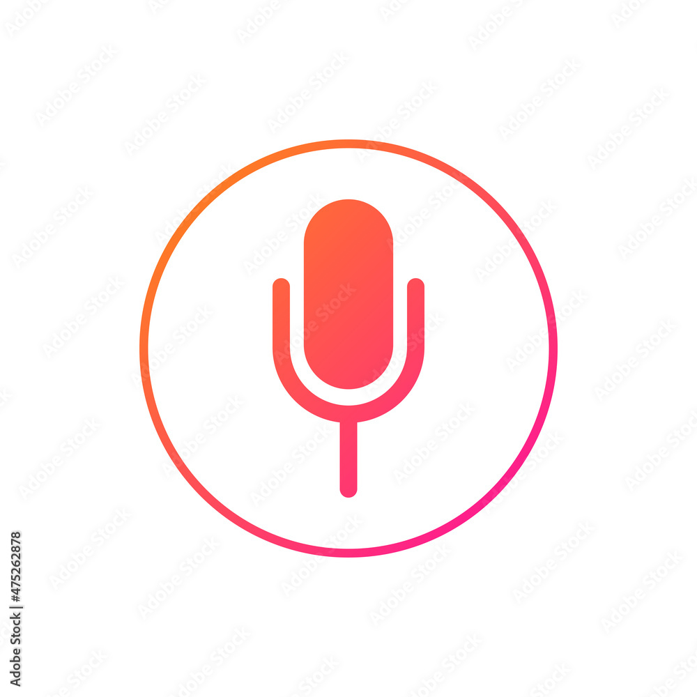 Voice assistant hi tech ai artificial intelligence speech recognition technology isolated icon. Vector pink microphone in round circle, music and media recording, speech and voice recognition button Voice assistant hi tech ai artificial intelligence speech recognition technology isolated icon. Vector pink microphone in round circle, music and media recording, speech and voice recognition button